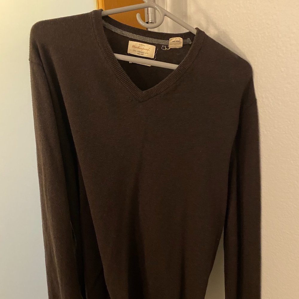 Medium Vintage Weather Proofs Brown V Neck Sweatshirt